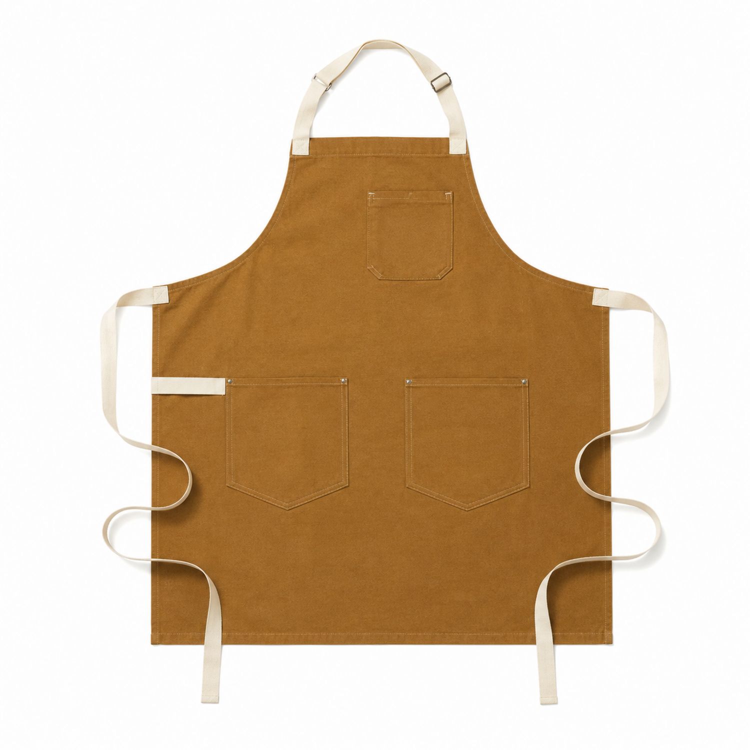 Tablier marron en toile à poches multiples