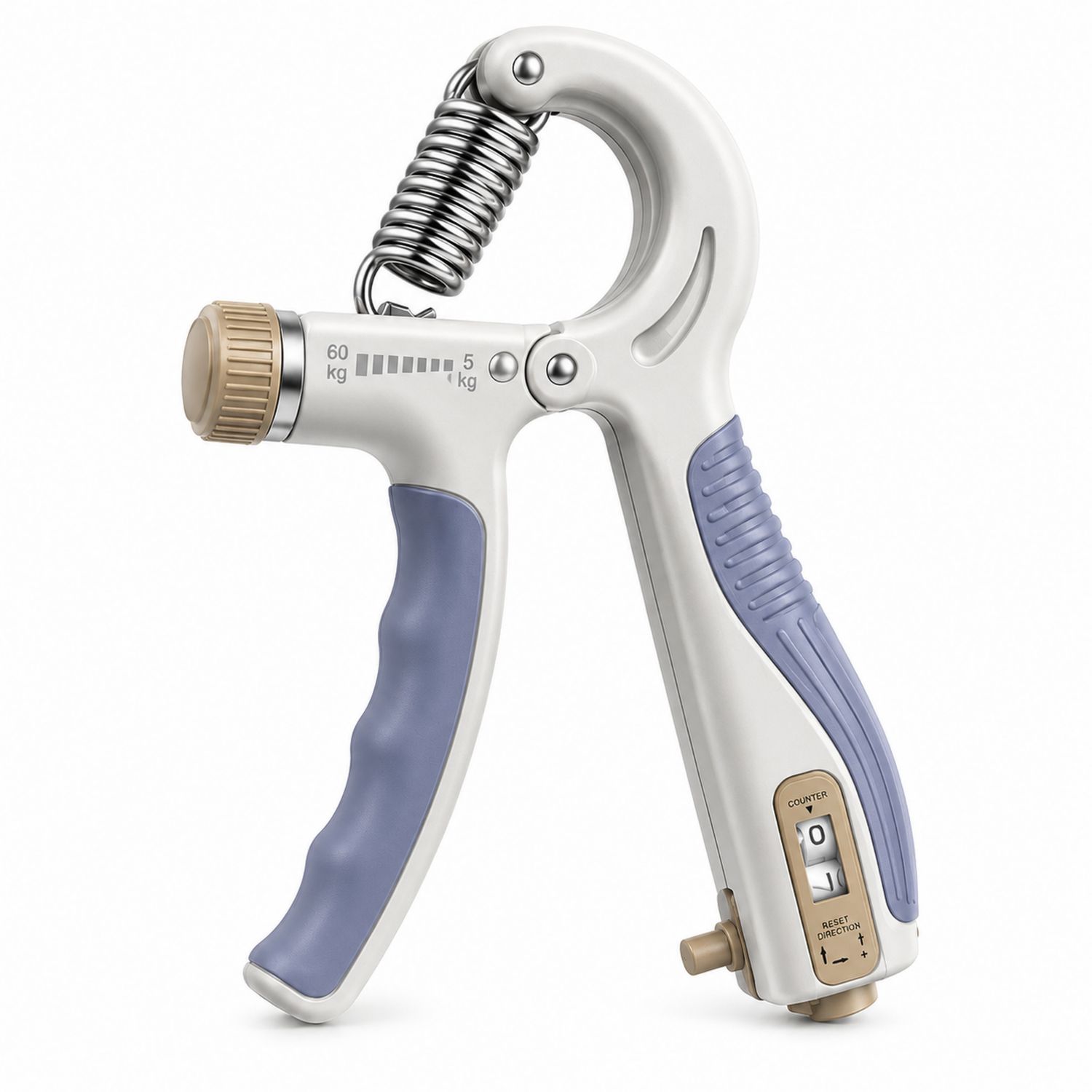 Appareil de Renforcement Réglable 5-60kg Blanc/Bleu avec Compteur