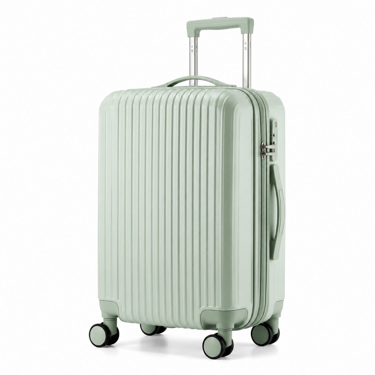 Valise rigide verte à roulettes silencieuses 40L