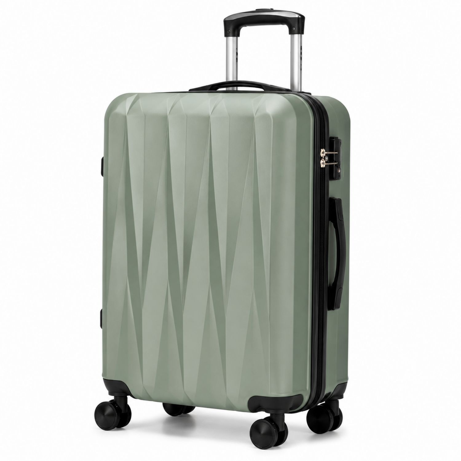 Valise rigide 60L vert sauge à 4 roues