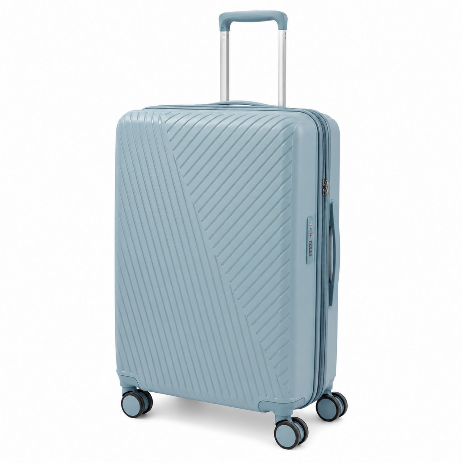 Grande valise rigide bleu 75cm avec roulettes pivotantes