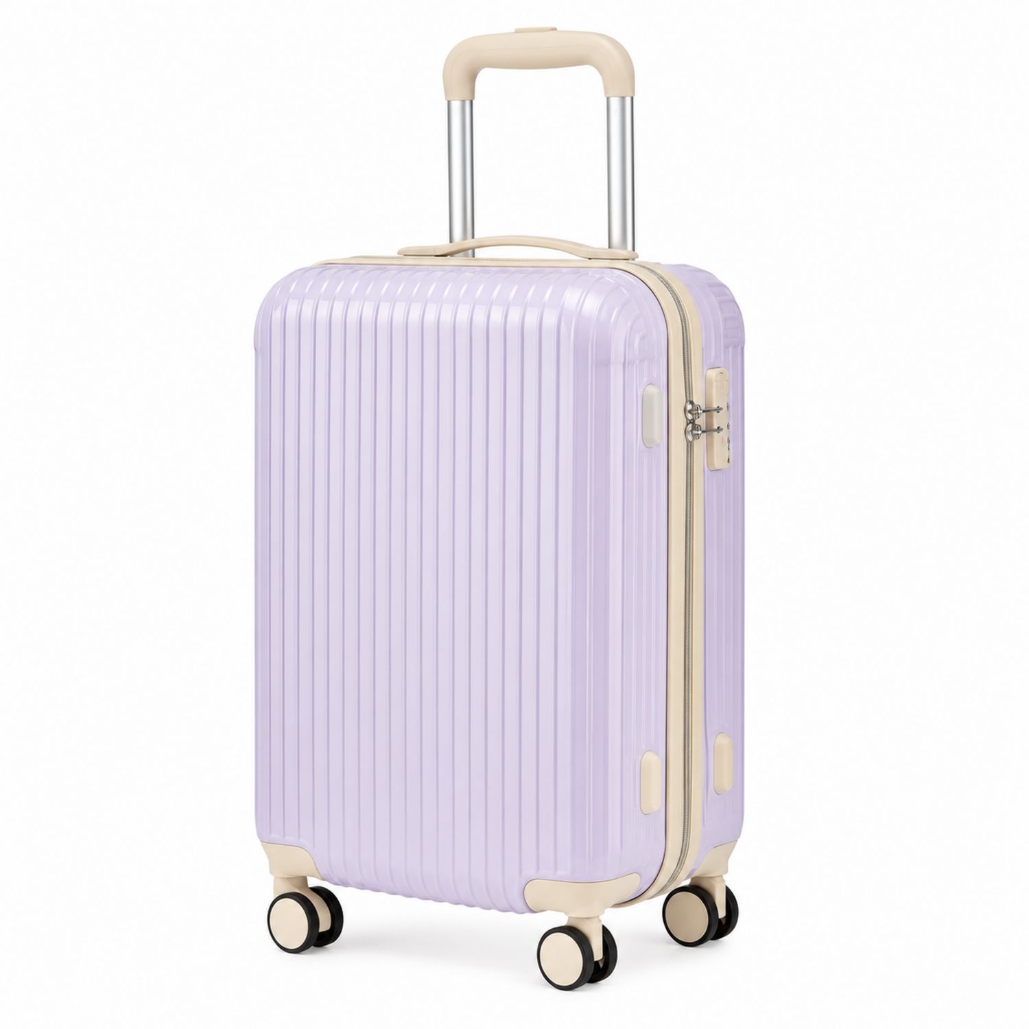 Valise rigide lilas à roulettes pivotantes 55cm