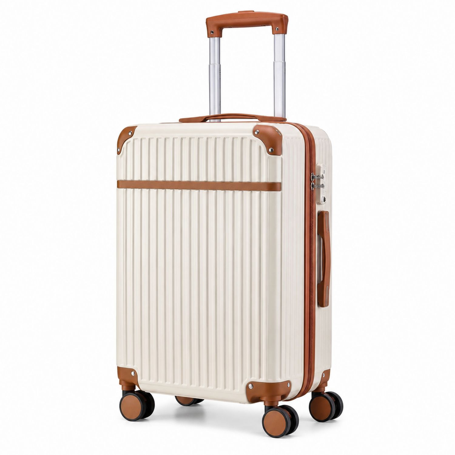 Valise cabine rigide beige et marron 55 cm