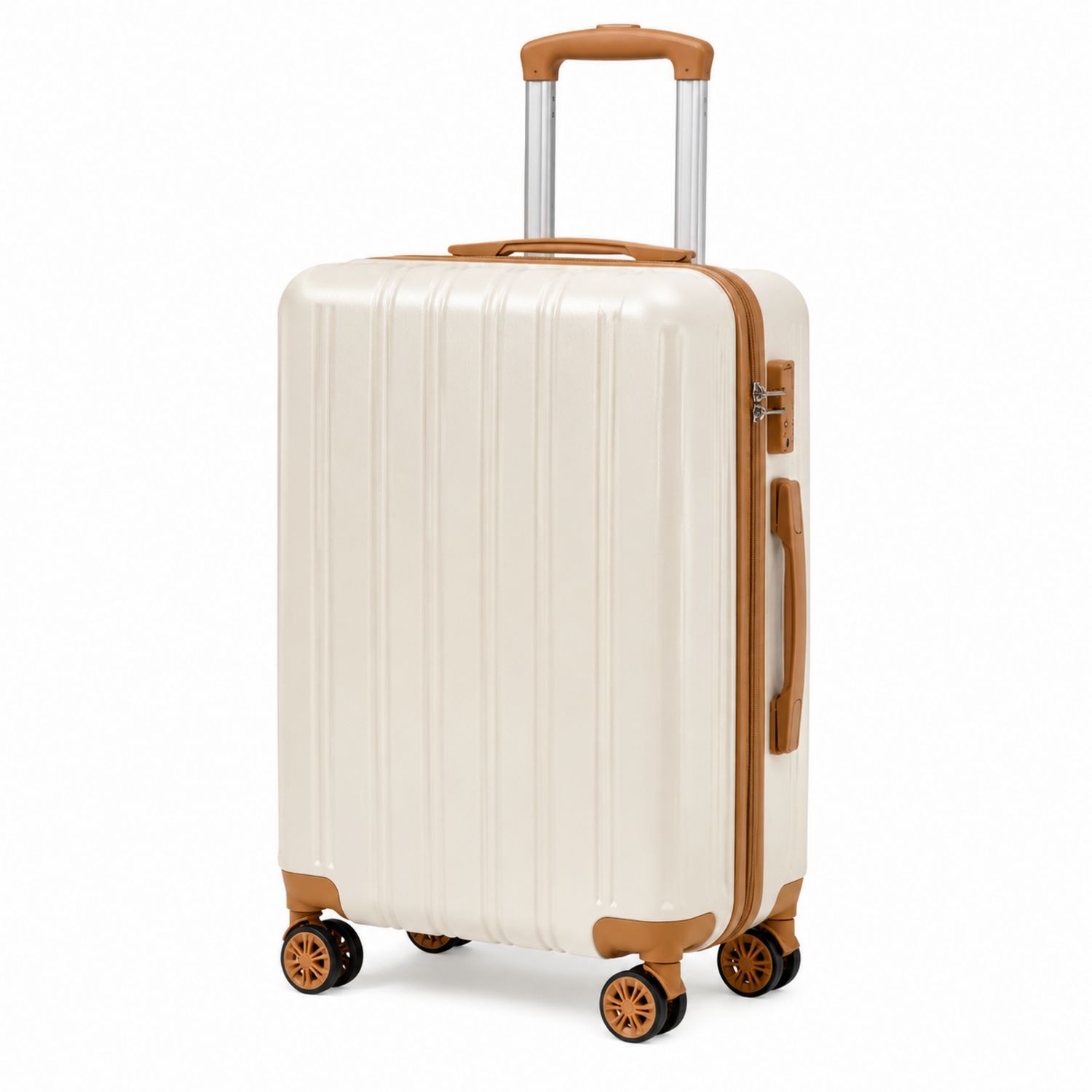 Valise Rigide Beige avec Roues Pivotantes