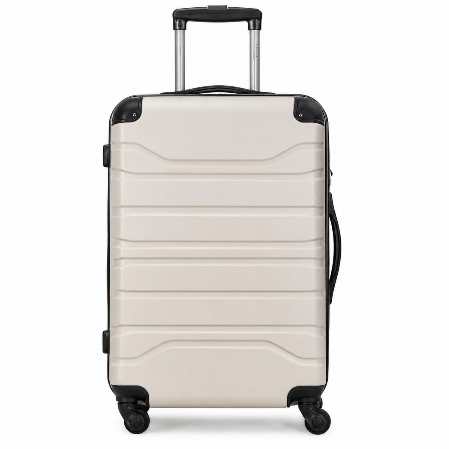 Valise Rigide Beige à Roulettes Silencieuses, Capacité 65L
