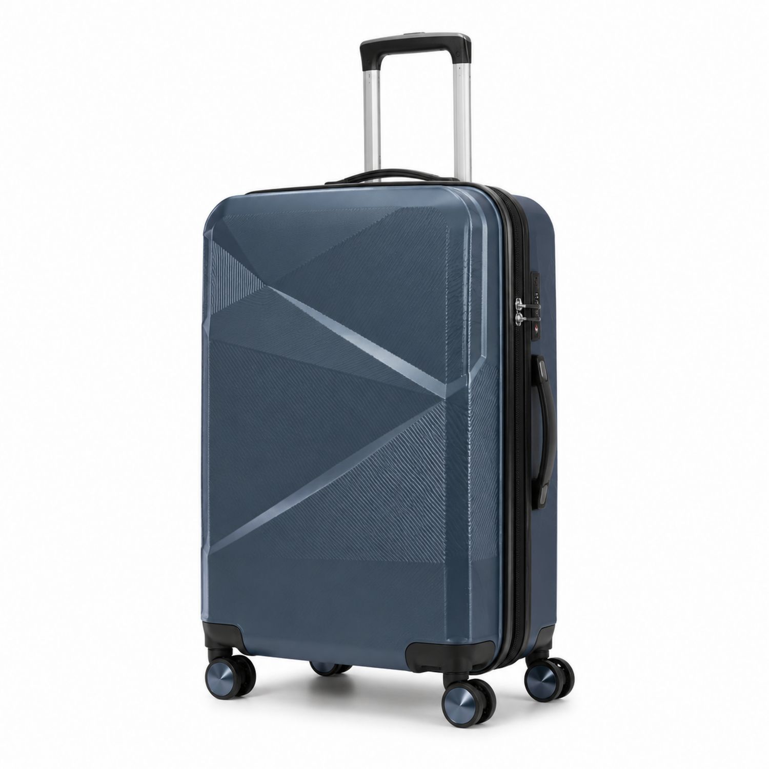 Valise rigide 70L à roulettes pivotantes bleue