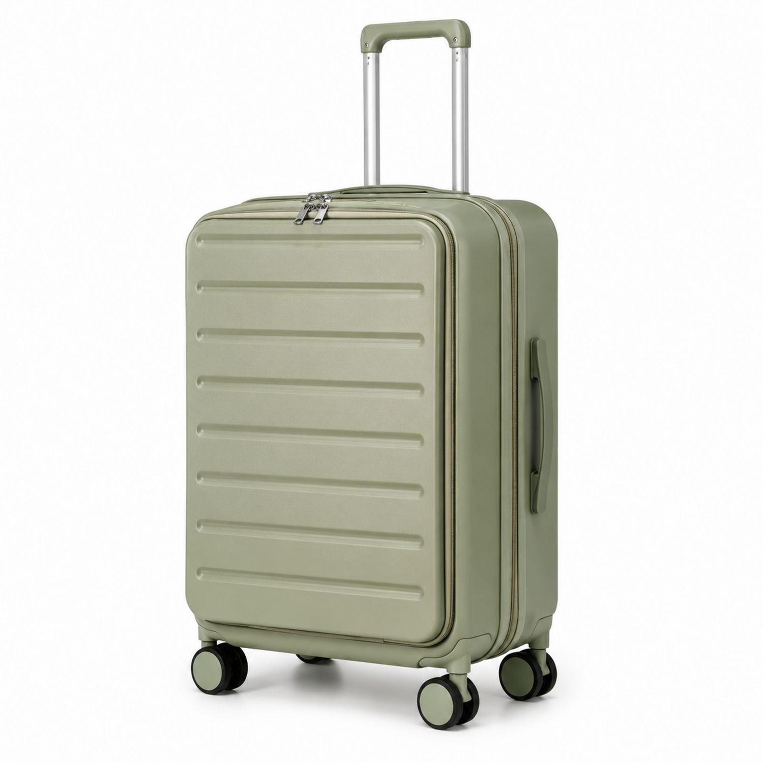 Valise rigide verte avec roulettes pivotantes et verrou à combinaison