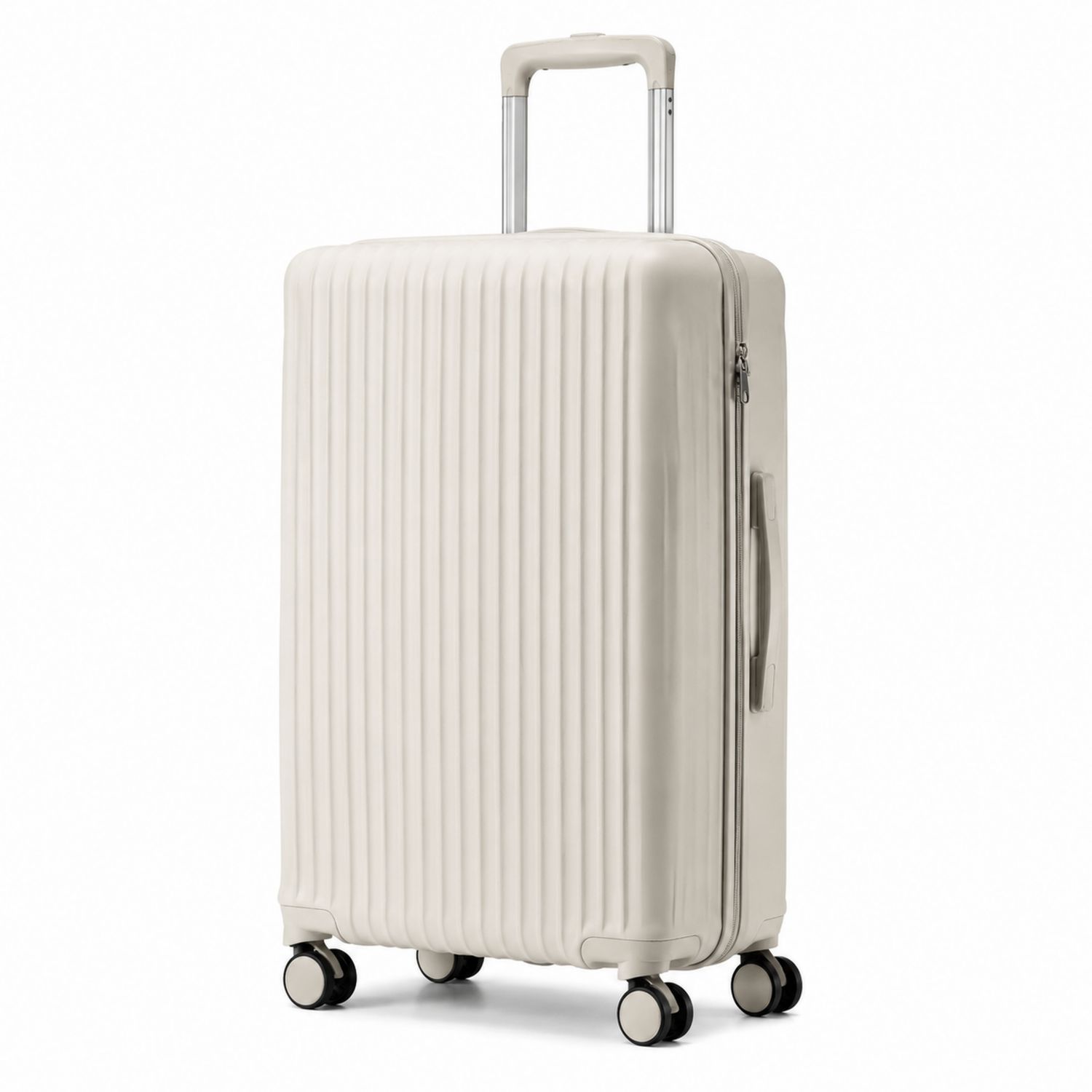 Valise rigide beige 78cm à roulettes pivotantes