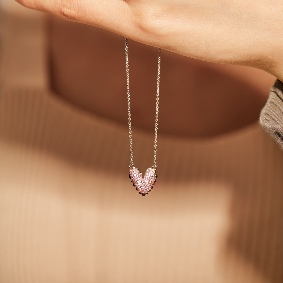 It Takes A Village Packed Pavé Heart Necklace