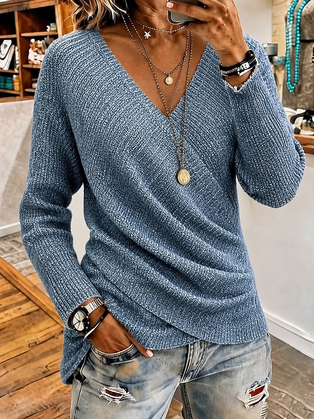 Asymmetric Wrap V-Neck Knit Cardigan