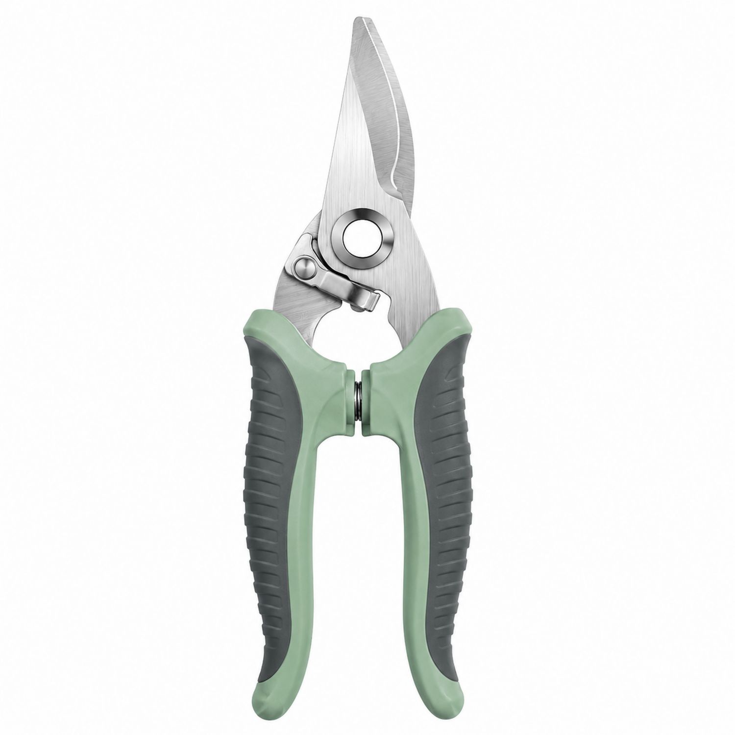 Gartenschere mit Bypass-Klinge und Ergonomischem Griff, Grün/Grau