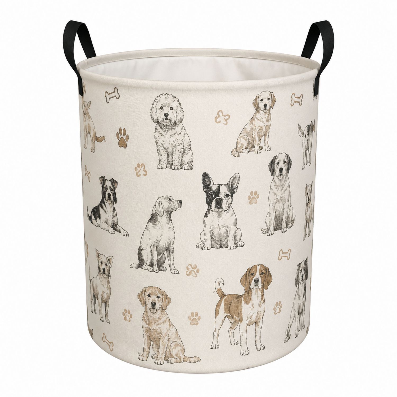 Panier de Rangement Pliable 50L Chiens Imprimés Crème-Placerux