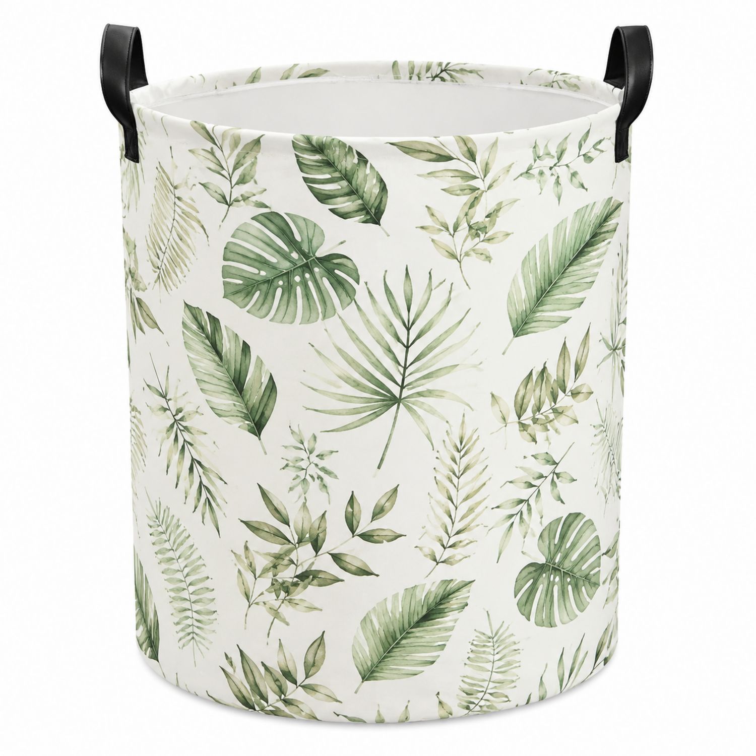 Panier à linge pliable tropical avec poignées noires-Placerux