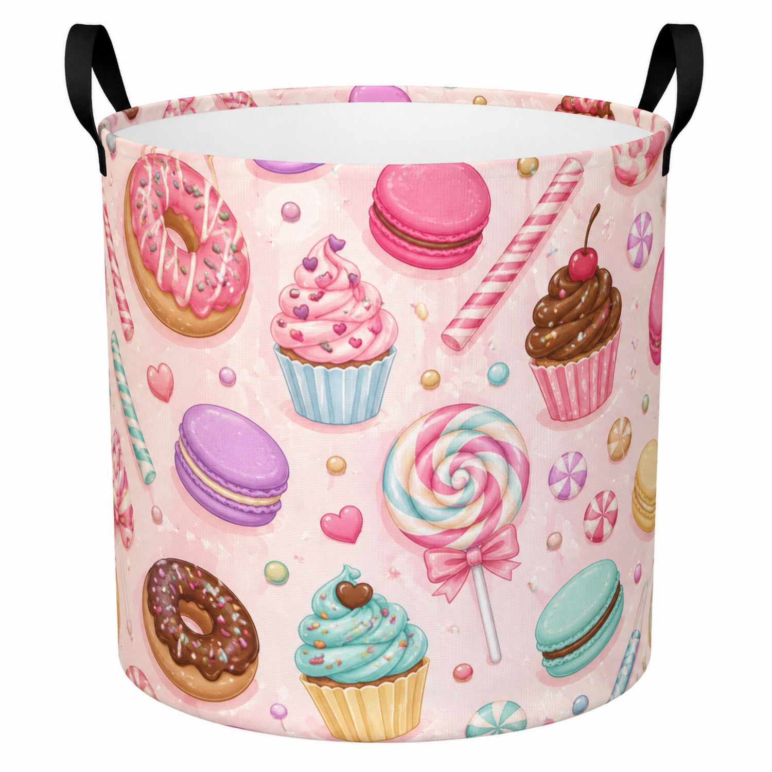 Panier de Rangement Motif Sucreries Colorées - Rose et Multicolore-Placerux