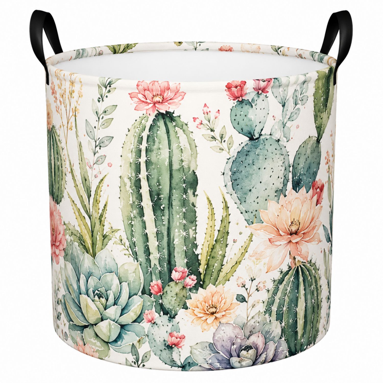 Panier de Rangement Pliable Cactus avec Fleurs Multicolores-Placerux