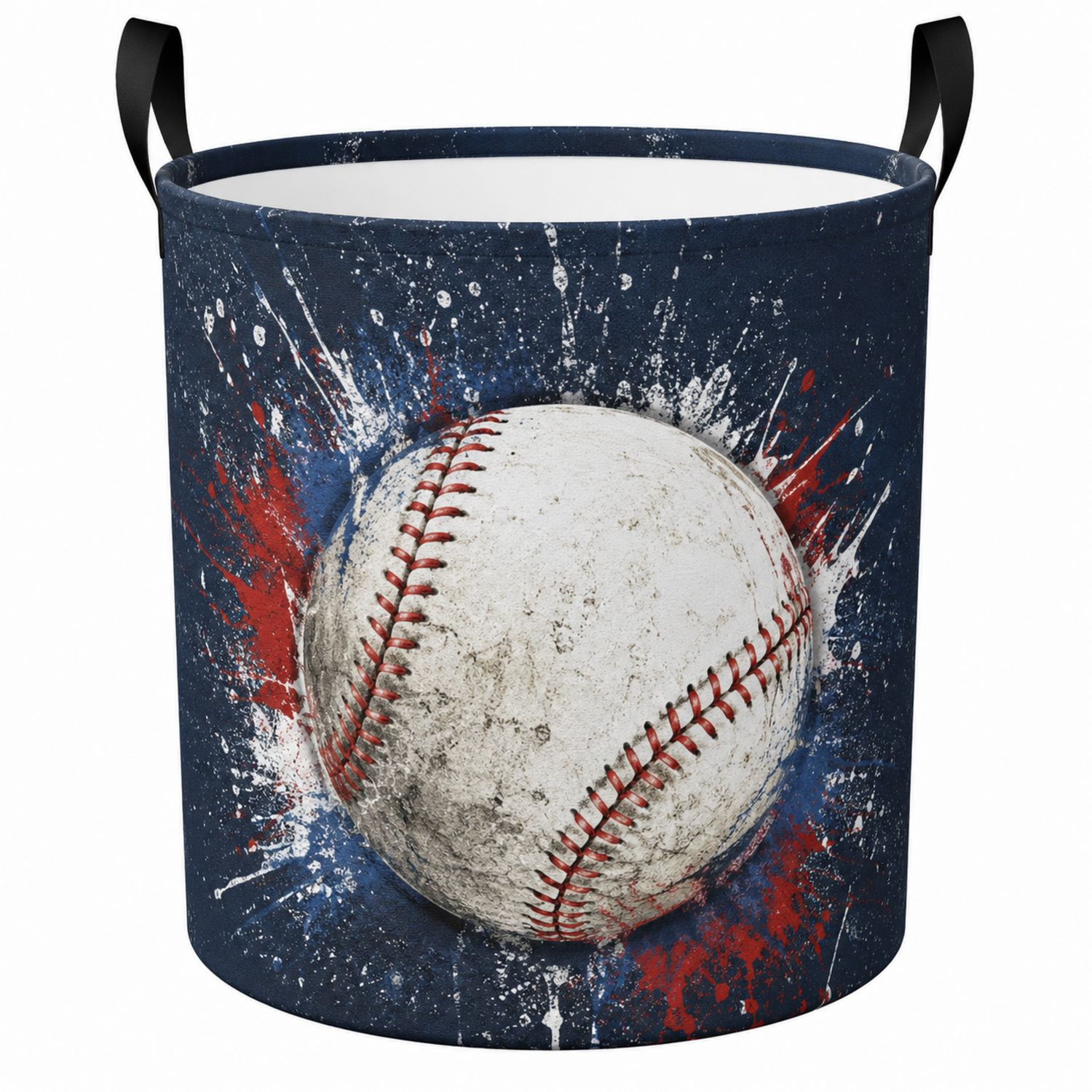 Panier de rangement bleu avec motif baseball-Placerux