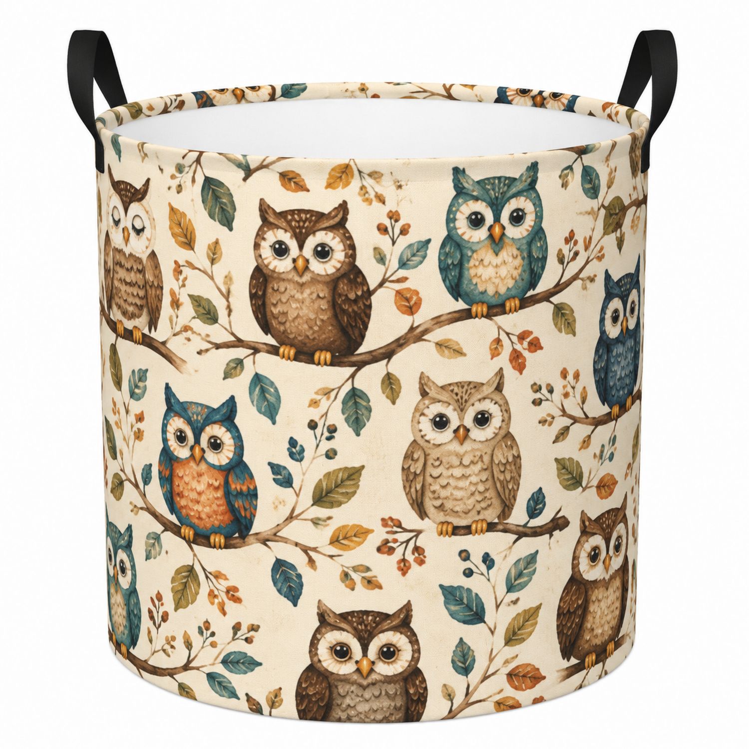 Panier de rangement hiboux coloré cylindrique pliable-Placerux