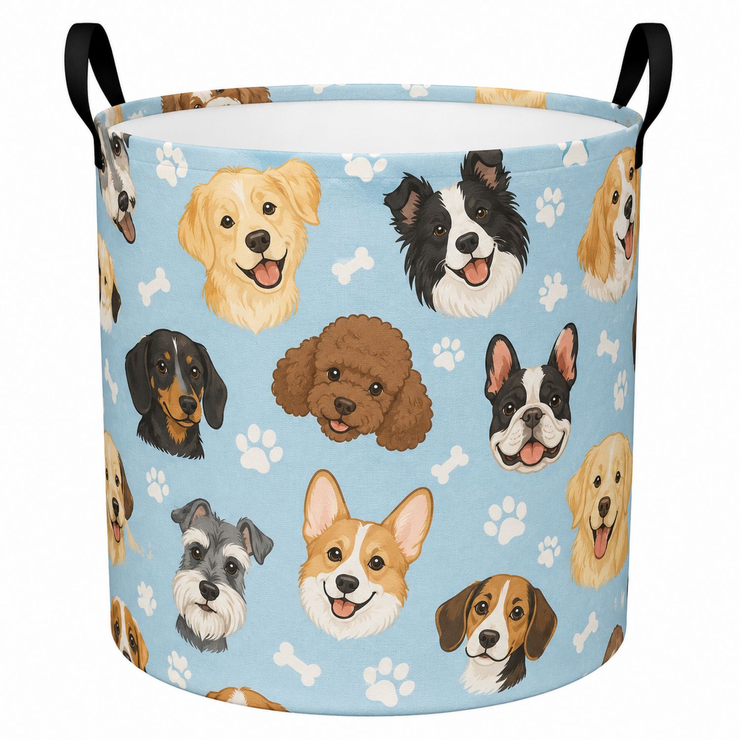 Panier de rangement pliable motif chiens - Bleu clair-Placerux