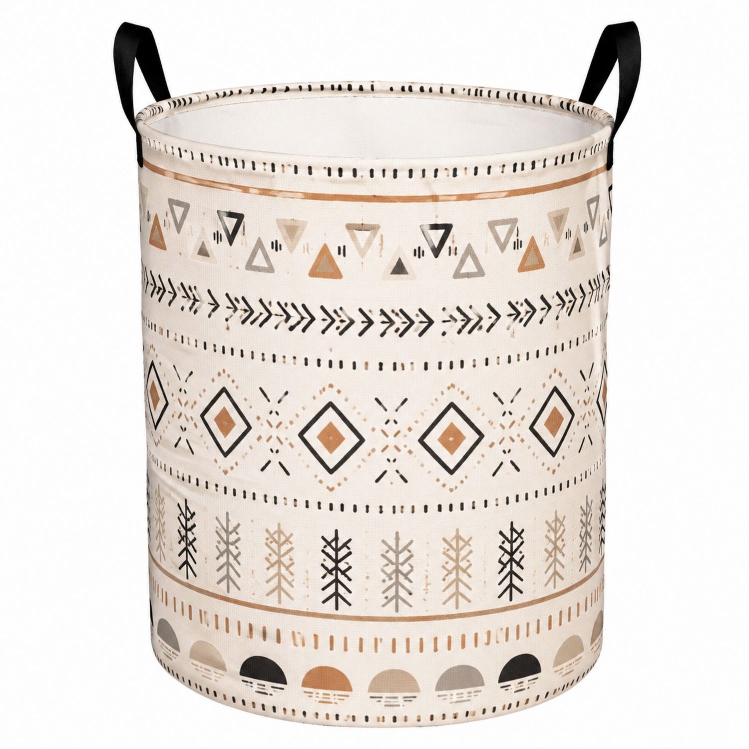 Panier de rangement avec motif ethnique - Blanc, Marron et Noir-Placerux