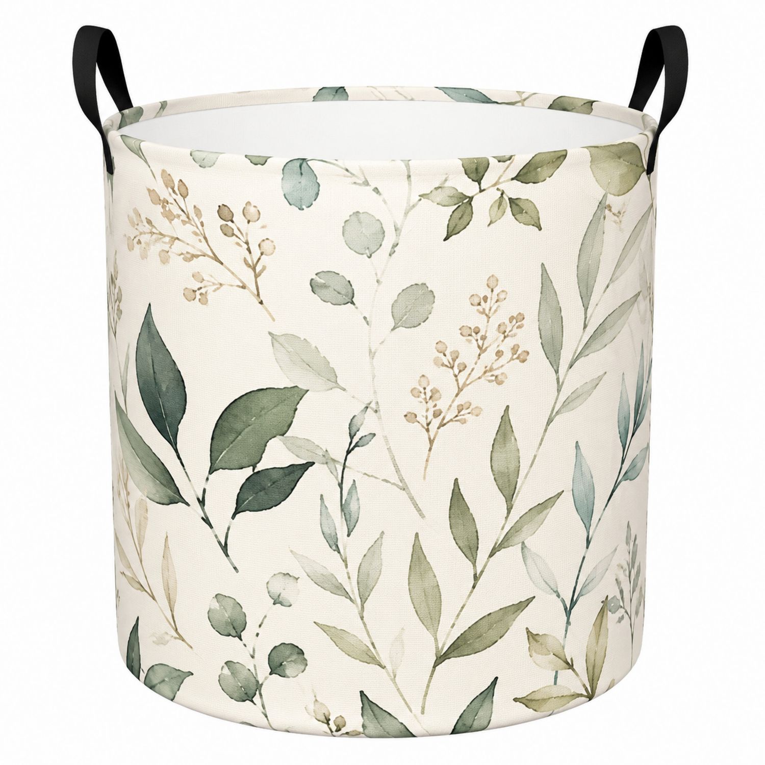 Panier de rangement cylindrique motif feuillage 30L-Placerux