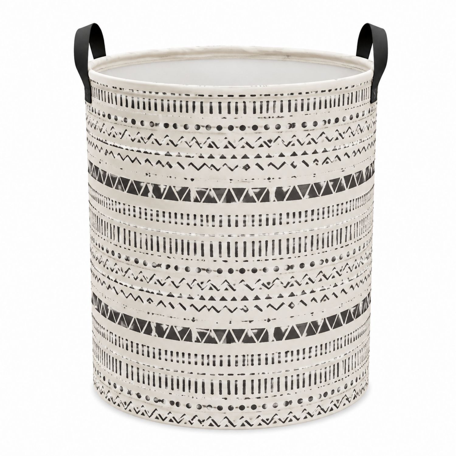 Panier à linge pliable ethnique noir et blanc 60L-Placerux