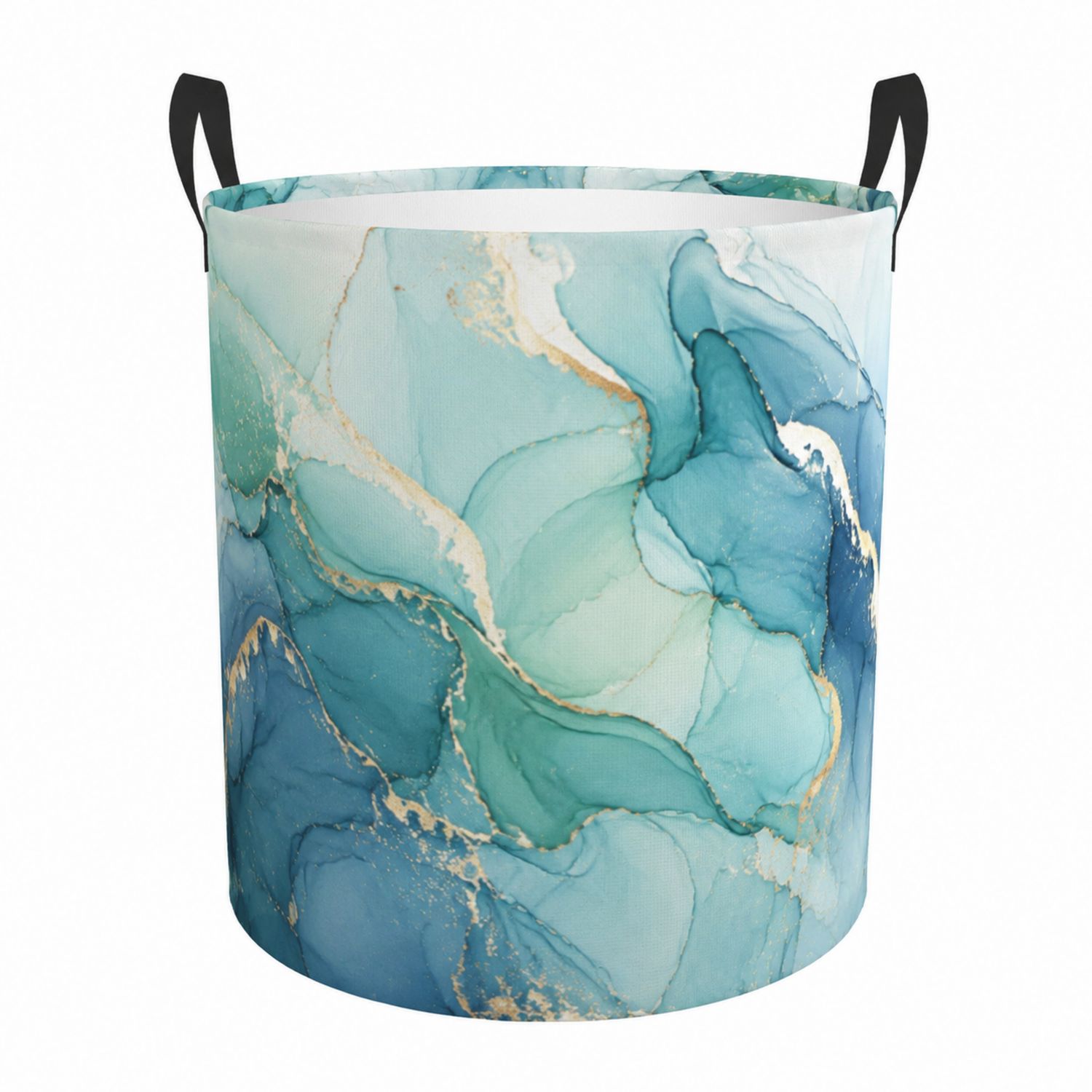 Panier de Rangement Cylindrique Abstrait Bleu et Or-Placerux
