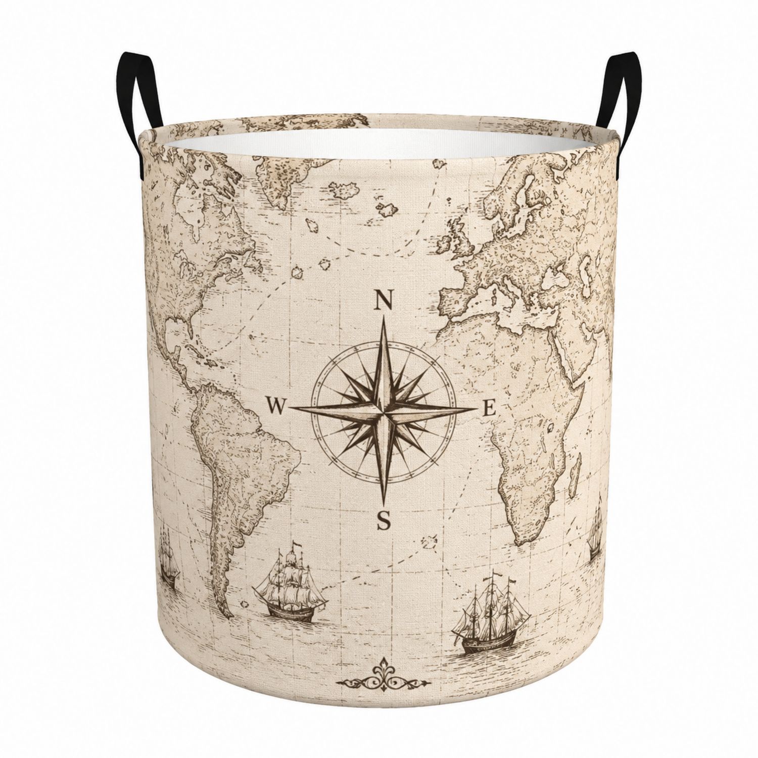 Panier à linge pliable motif carte du monde 40L-Placerux