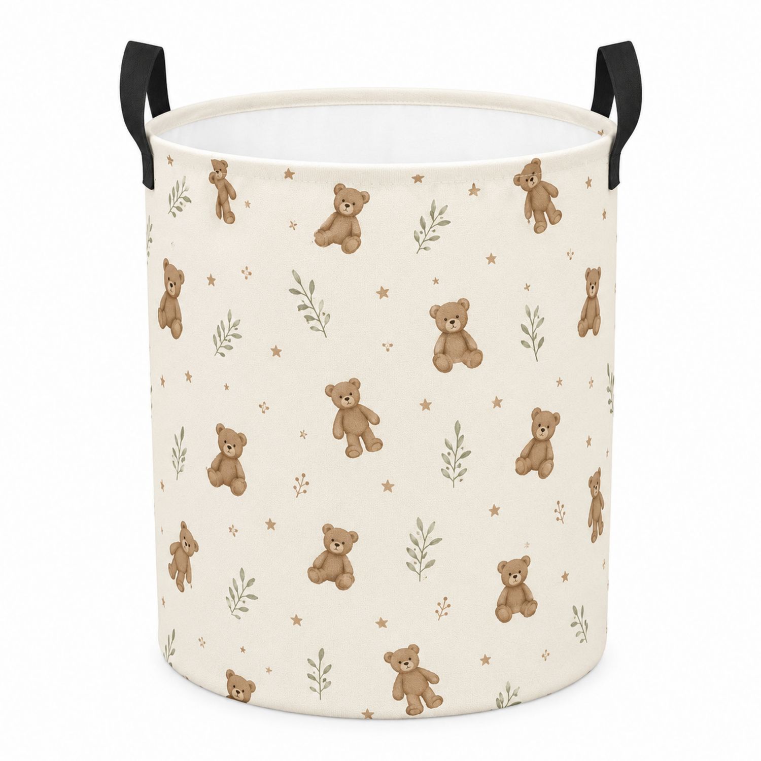 Panier de rangement pliable avec motif ours et feuillage - Beige/Marron-Placerux