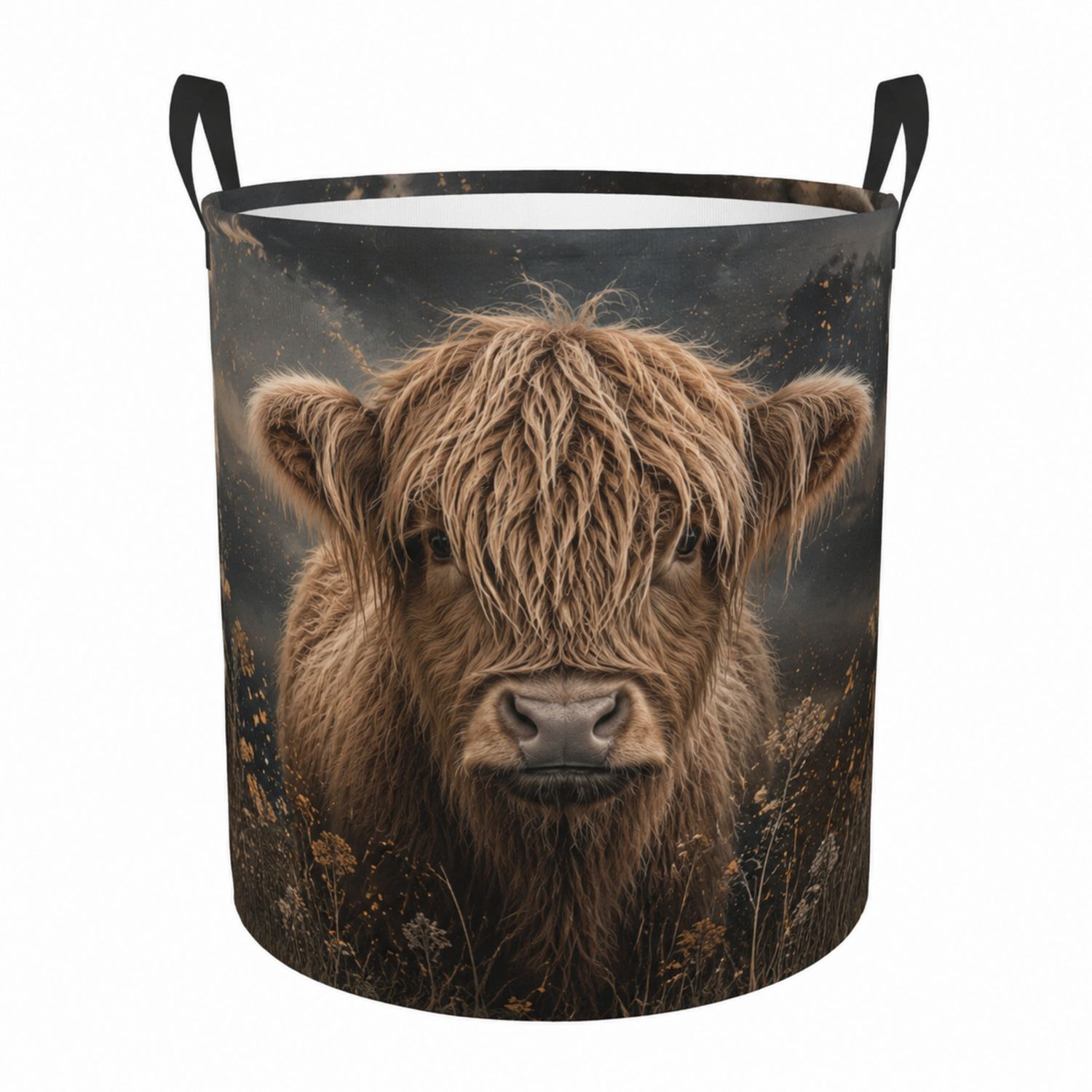 Panier à linge pliable imprimé vache Highland 35x45cm 40L-Placerux