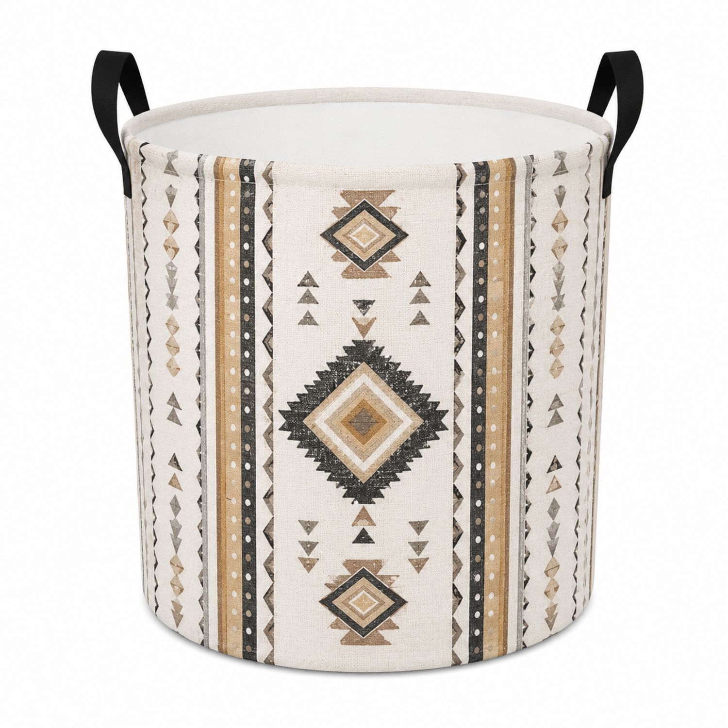 Panier de rangement pliable à motifs géométriques beige et marron-Placerux
