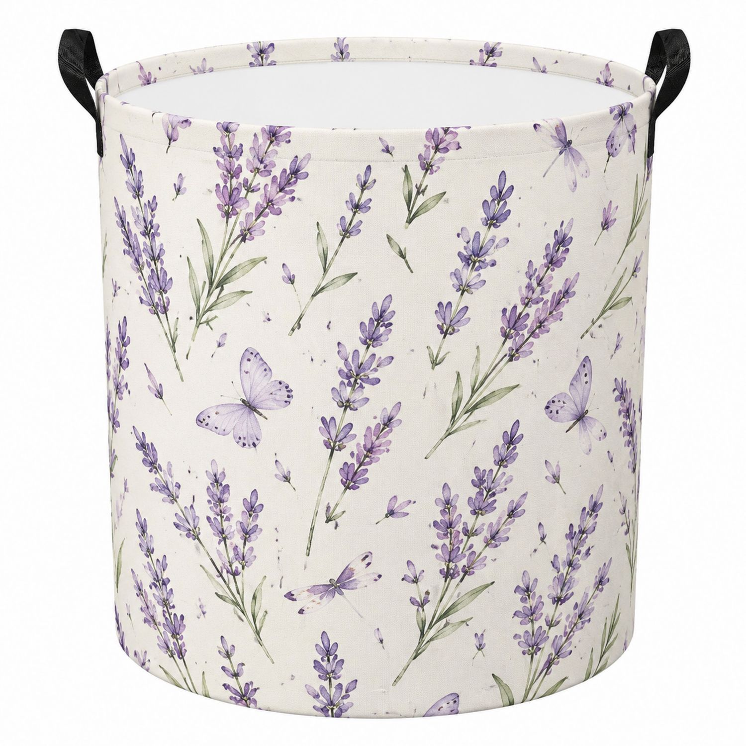 Panier de Rangement Cylindrique Lavande et Papillons 35L-Placerux