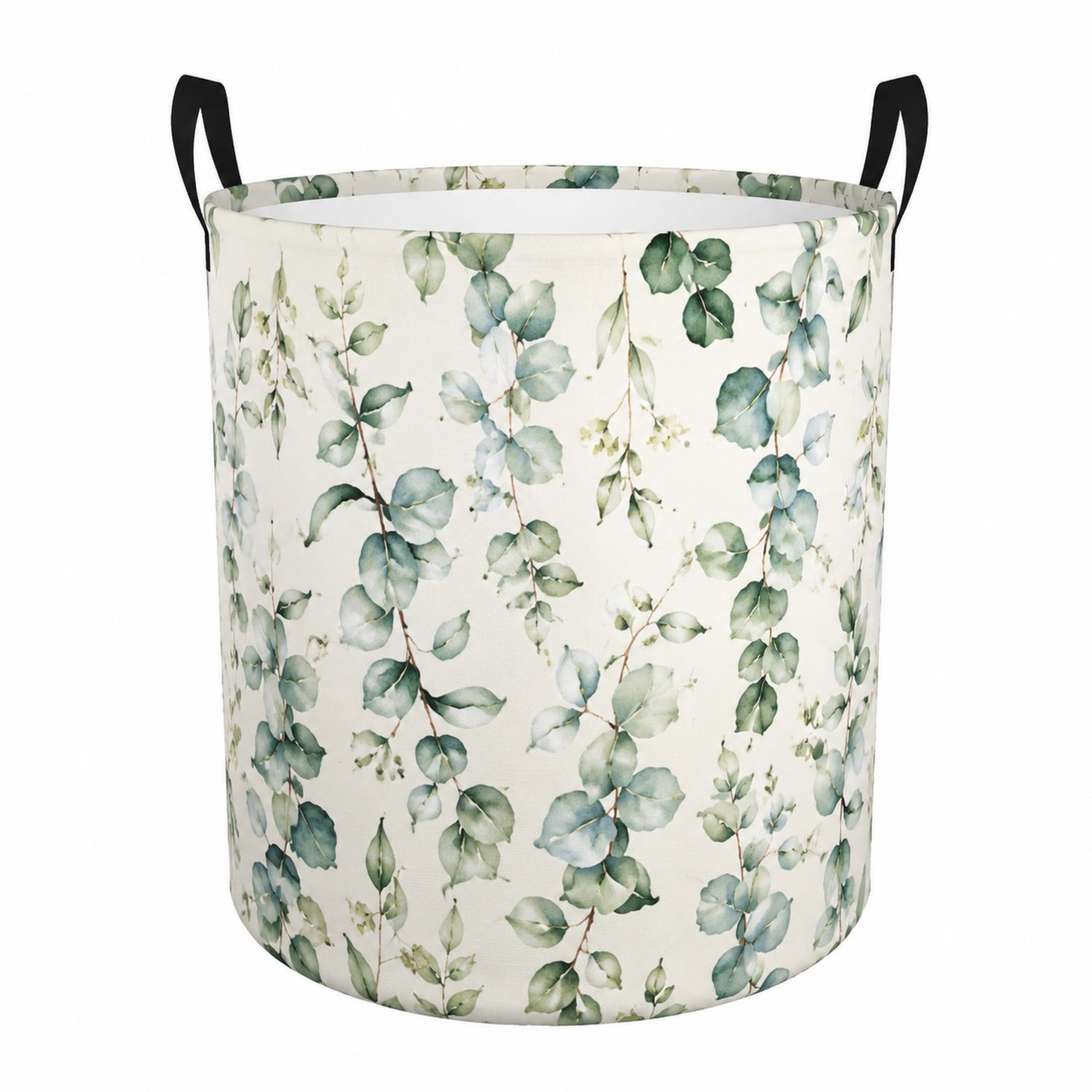 Panier de Rangement Pliable Motif Floral Blanc et Vert-Placerux