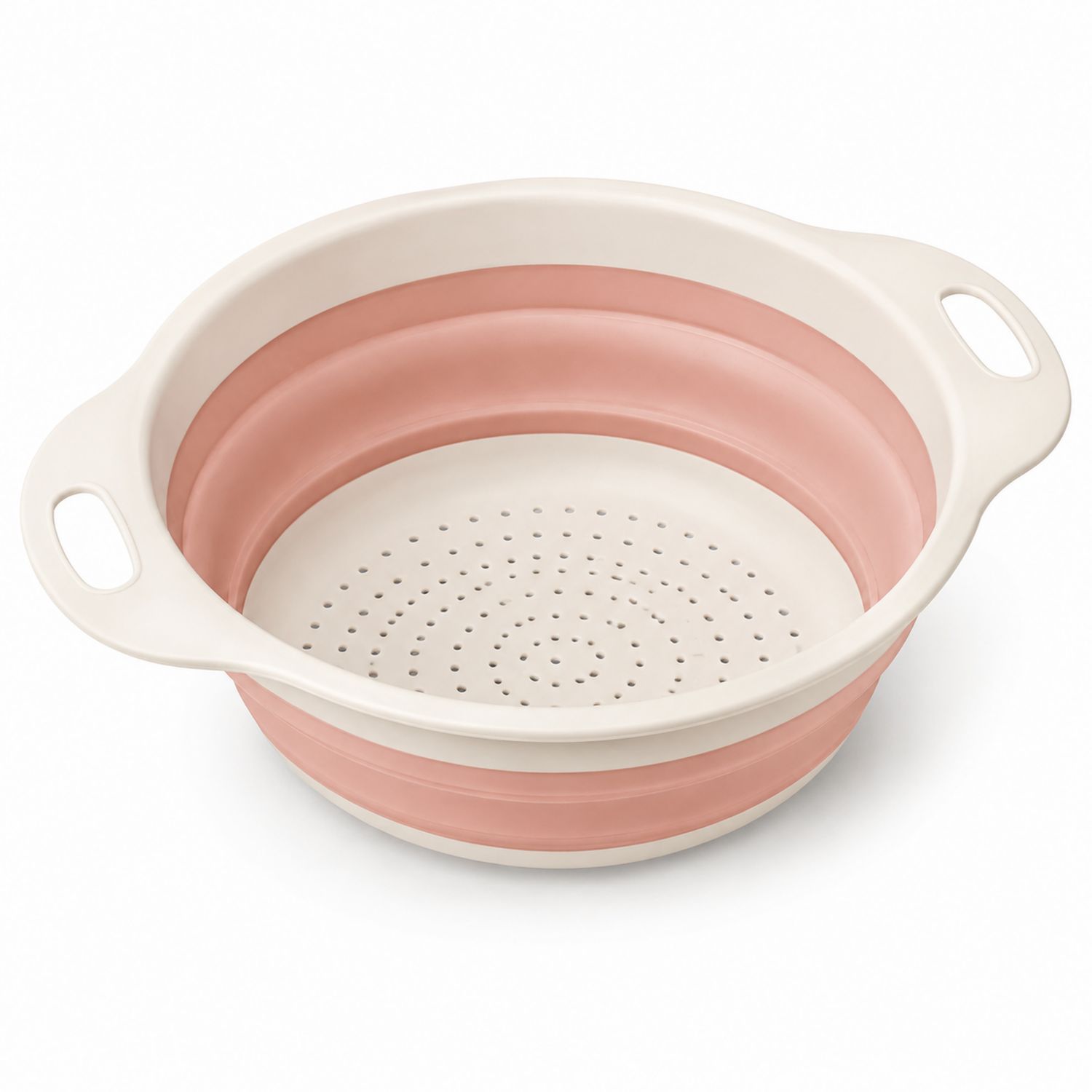 Passoire Pliante Rose et Crème avec Double Poignée