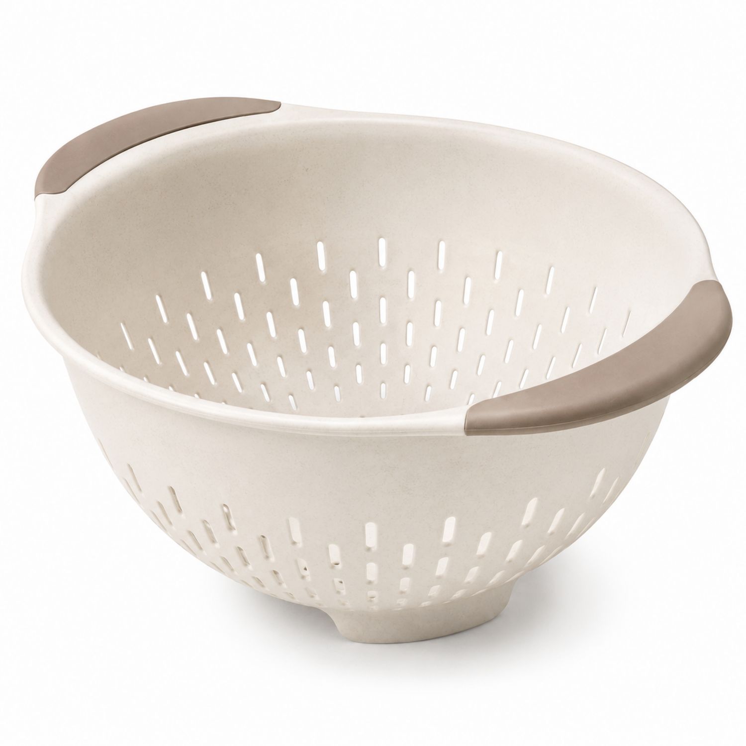 Passoire de cuisine blanc avec poignées marron
