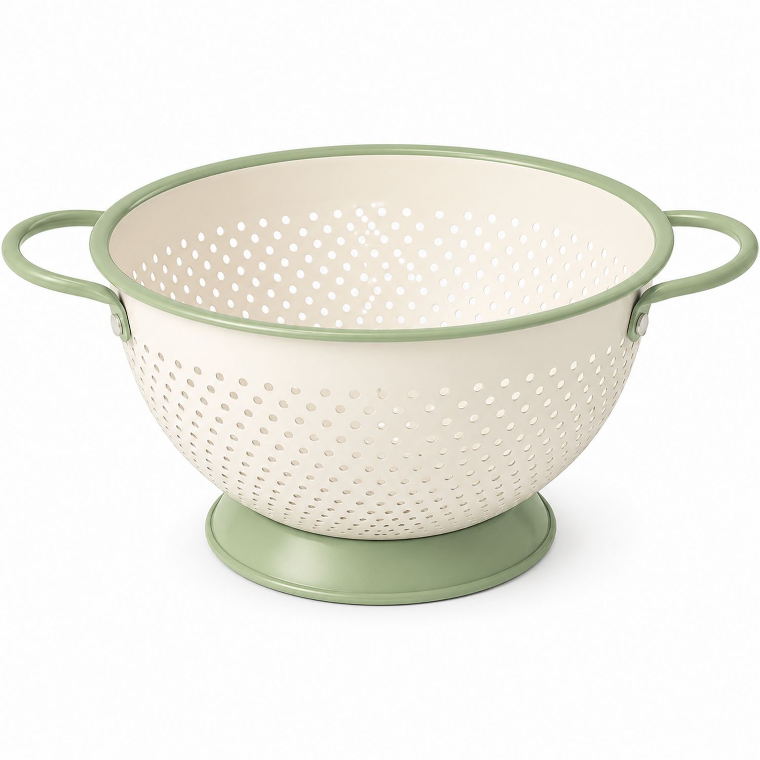 Passoire de Cuisine Crème et Vert avec Poignées Doubles, 4L