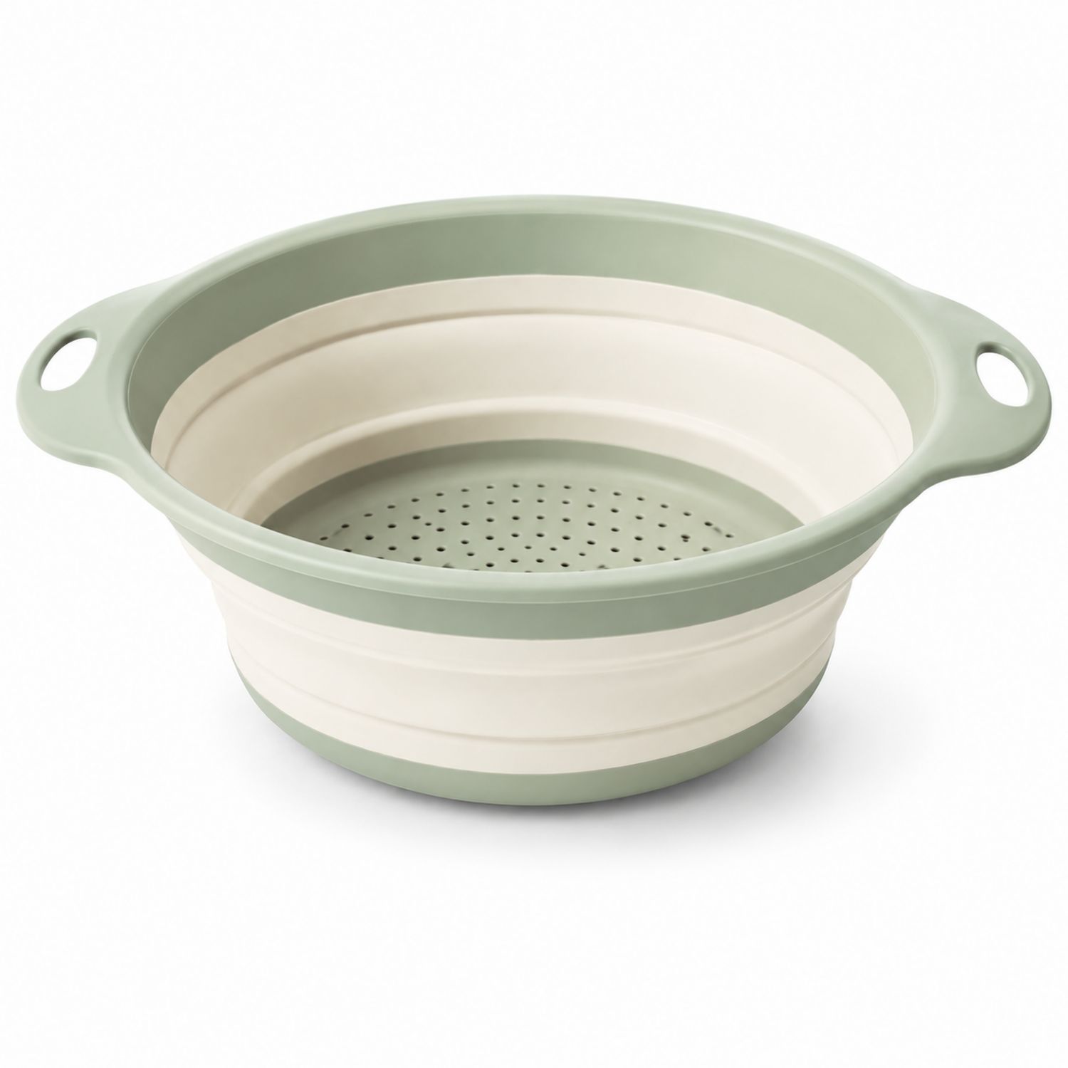 Passoire pliante en silicone vert et beige, 3L