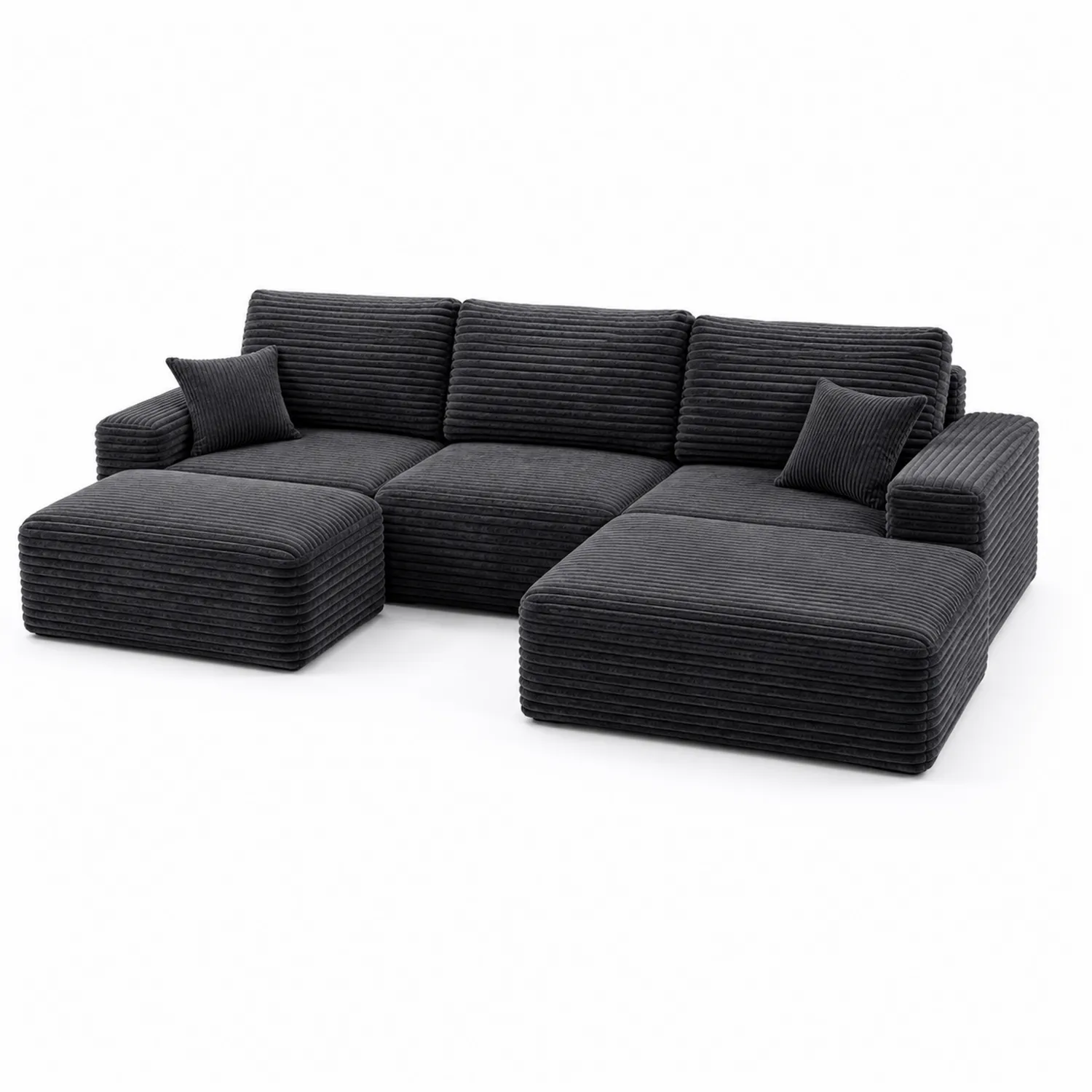 Sofa narożna sztruksowa ciemnoszara 300 cm