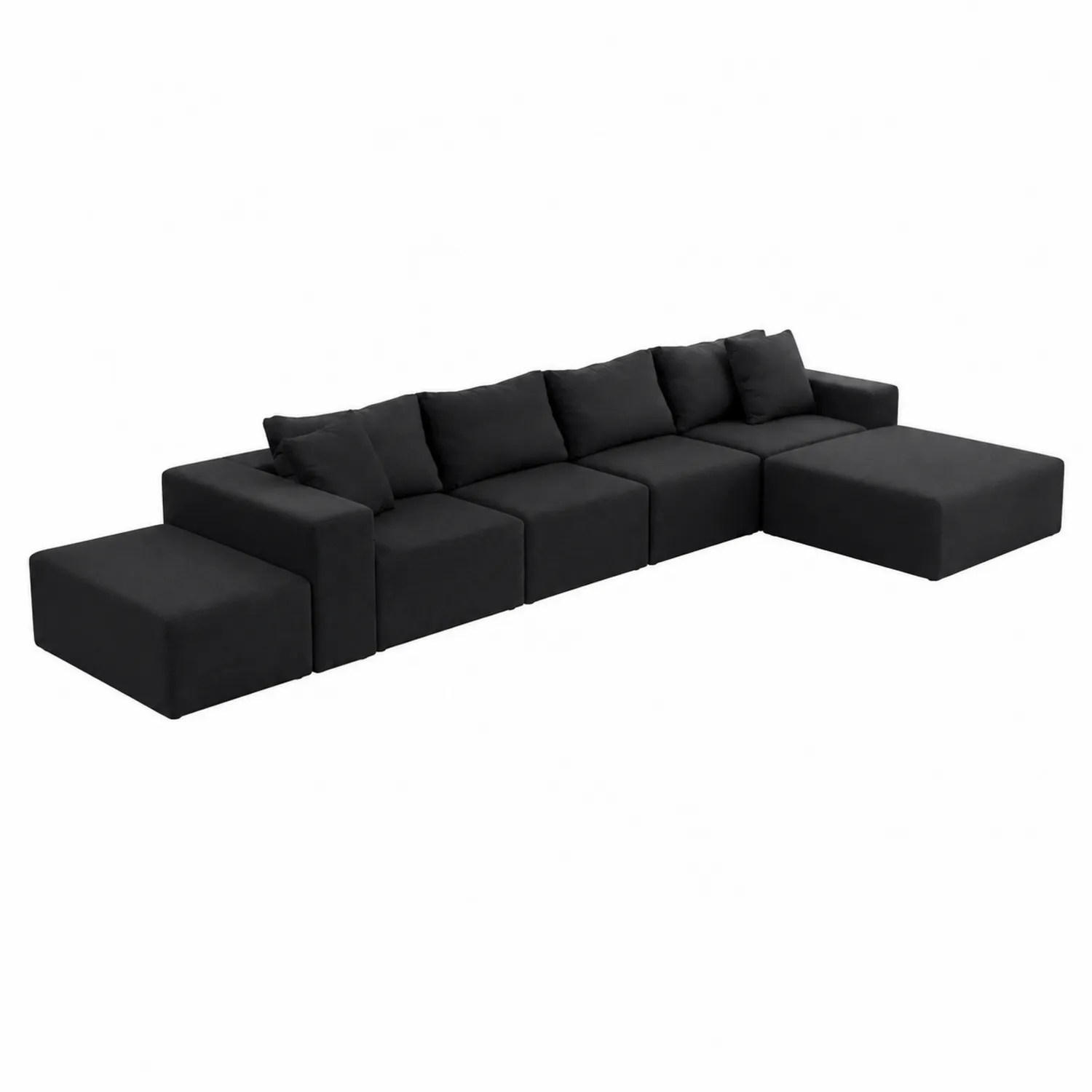 Modułowa czarna sofa z tkaniny 5-częściowa