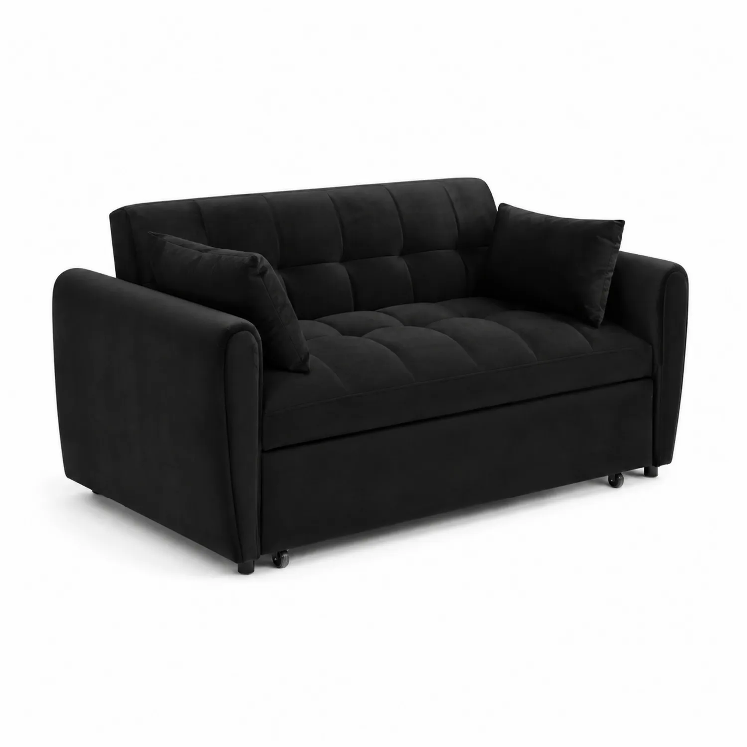 Czarna sofa 2-osobowa aksamitna
