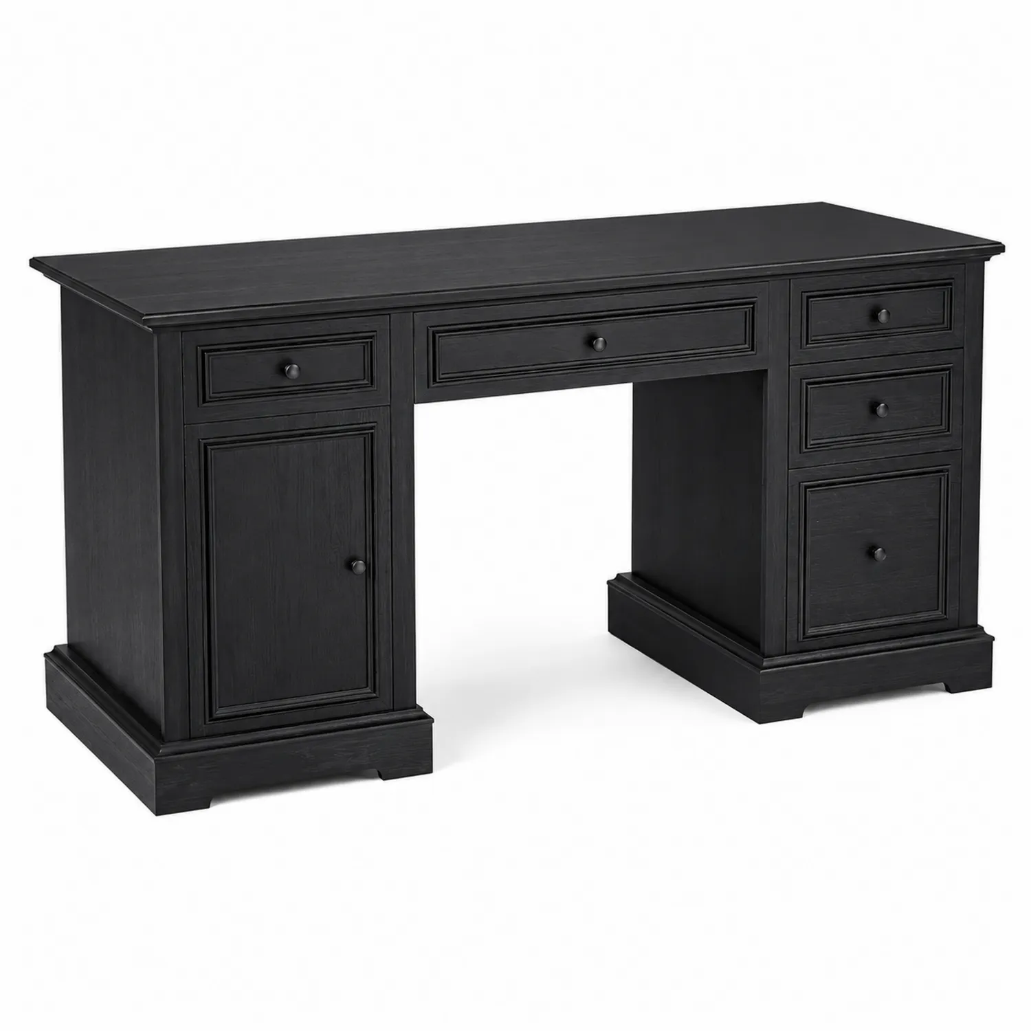 Drewniane biurko czarne z szufladami 150x60x75 cm