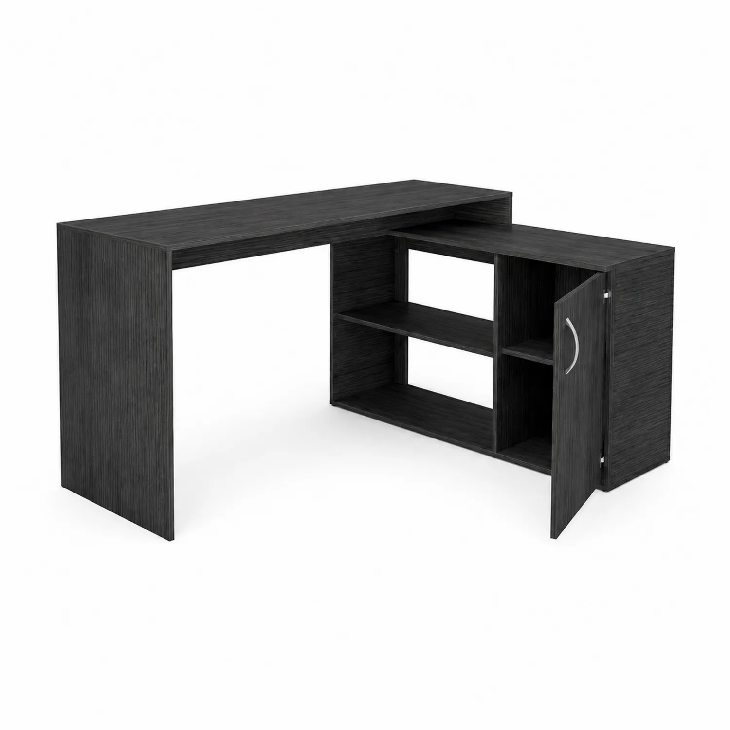Biurko narożne z szafką z MDF Czarny 140x120x70 cm