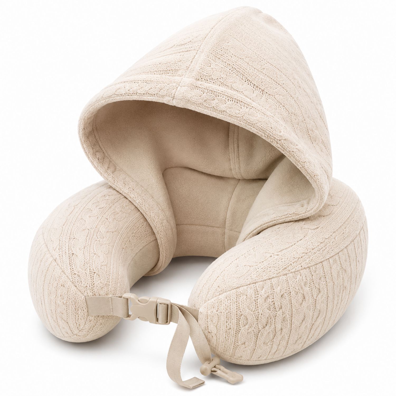 Coussin de Voyage à Capuche Confortable en Beige