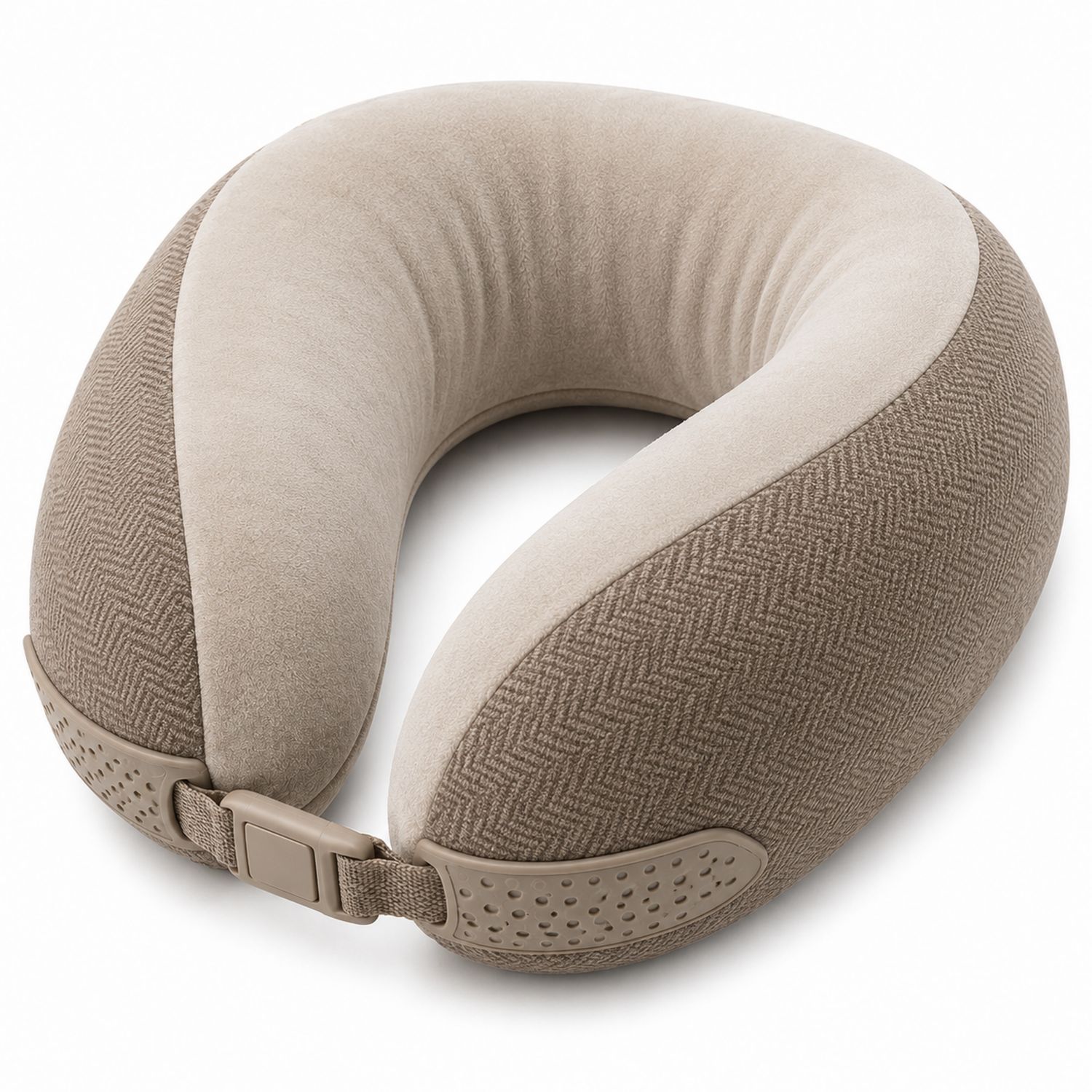 Oreiller de Voyage Ergonomique Beige et Marron