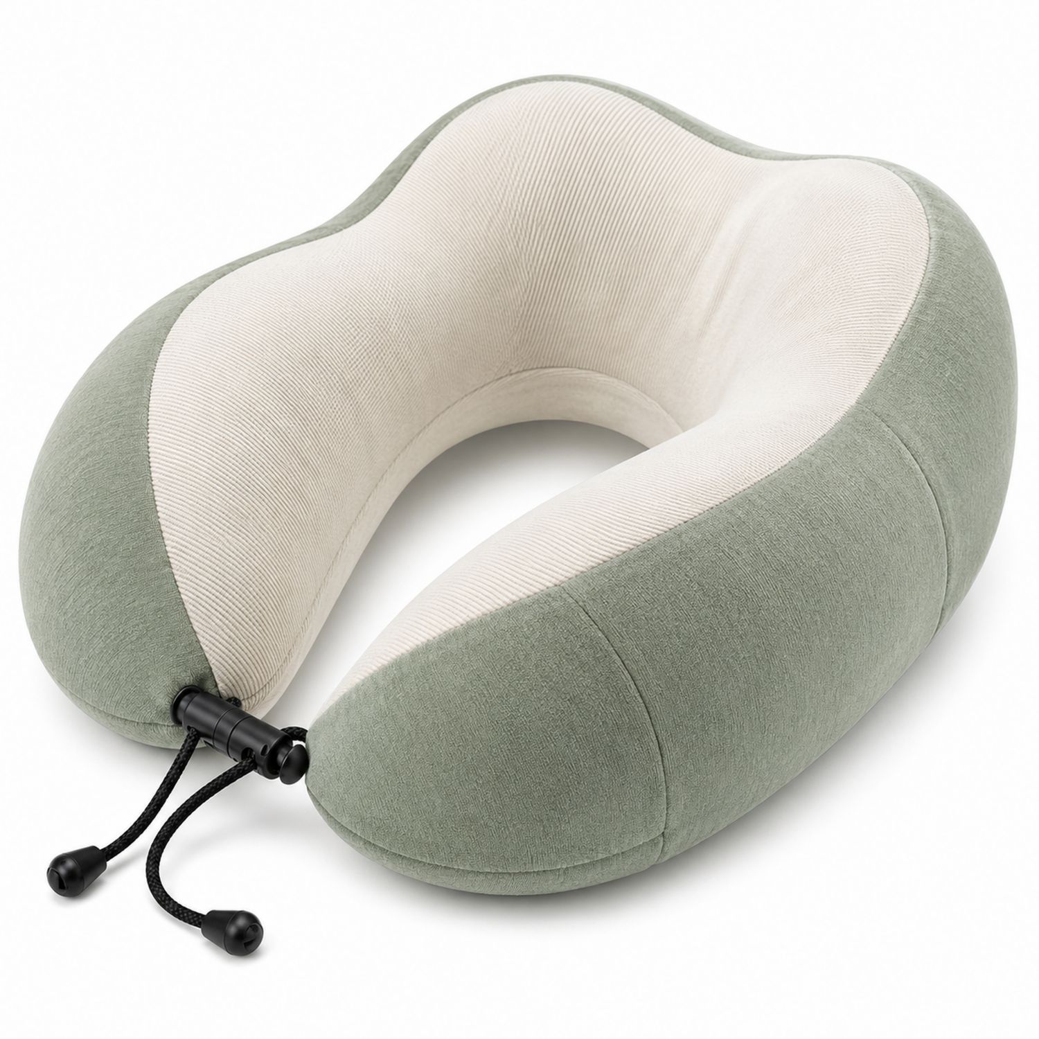 Coussin de Voyage Ergonomique à Mémoire de Forme Vert/Beige