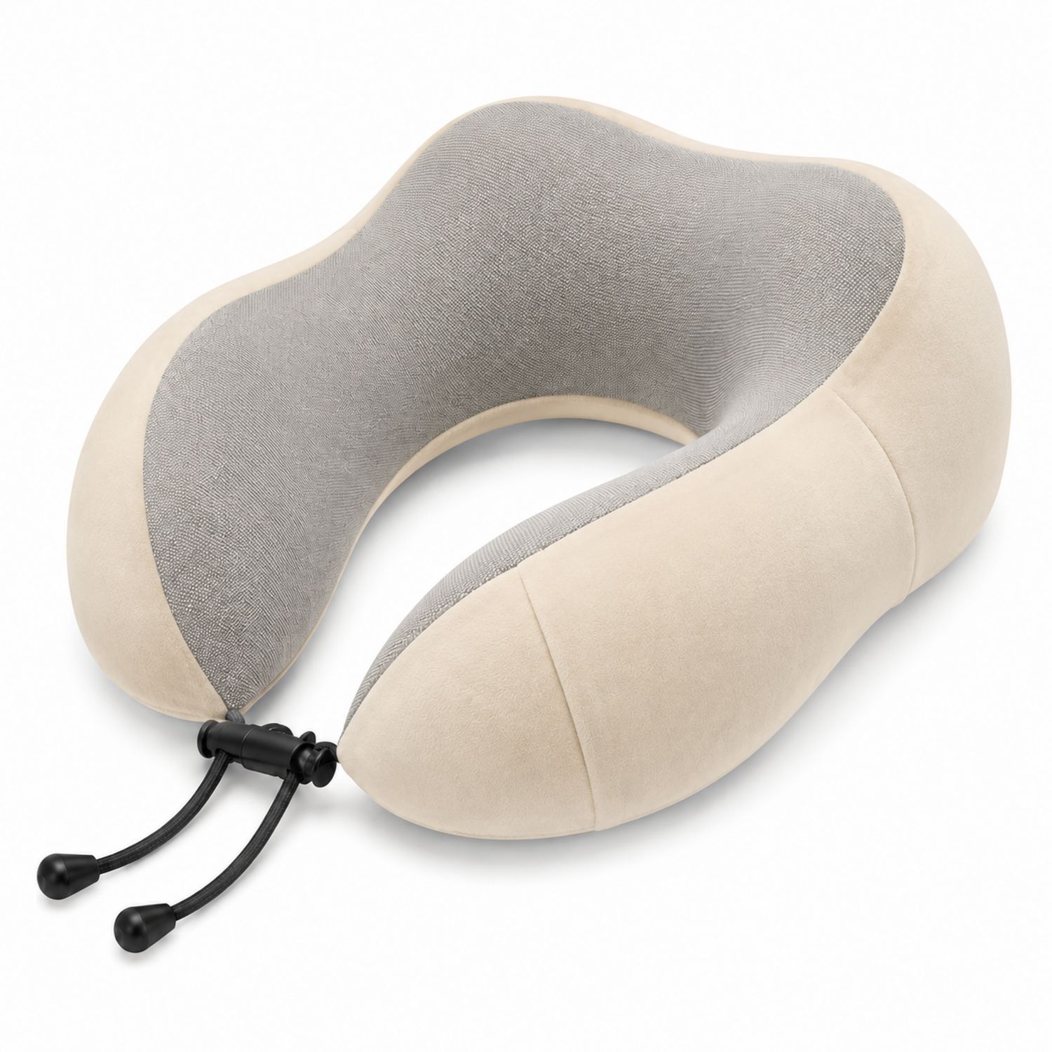 Oreiller de voyage ergonomique en mousse à mémoire de forme beige et gris