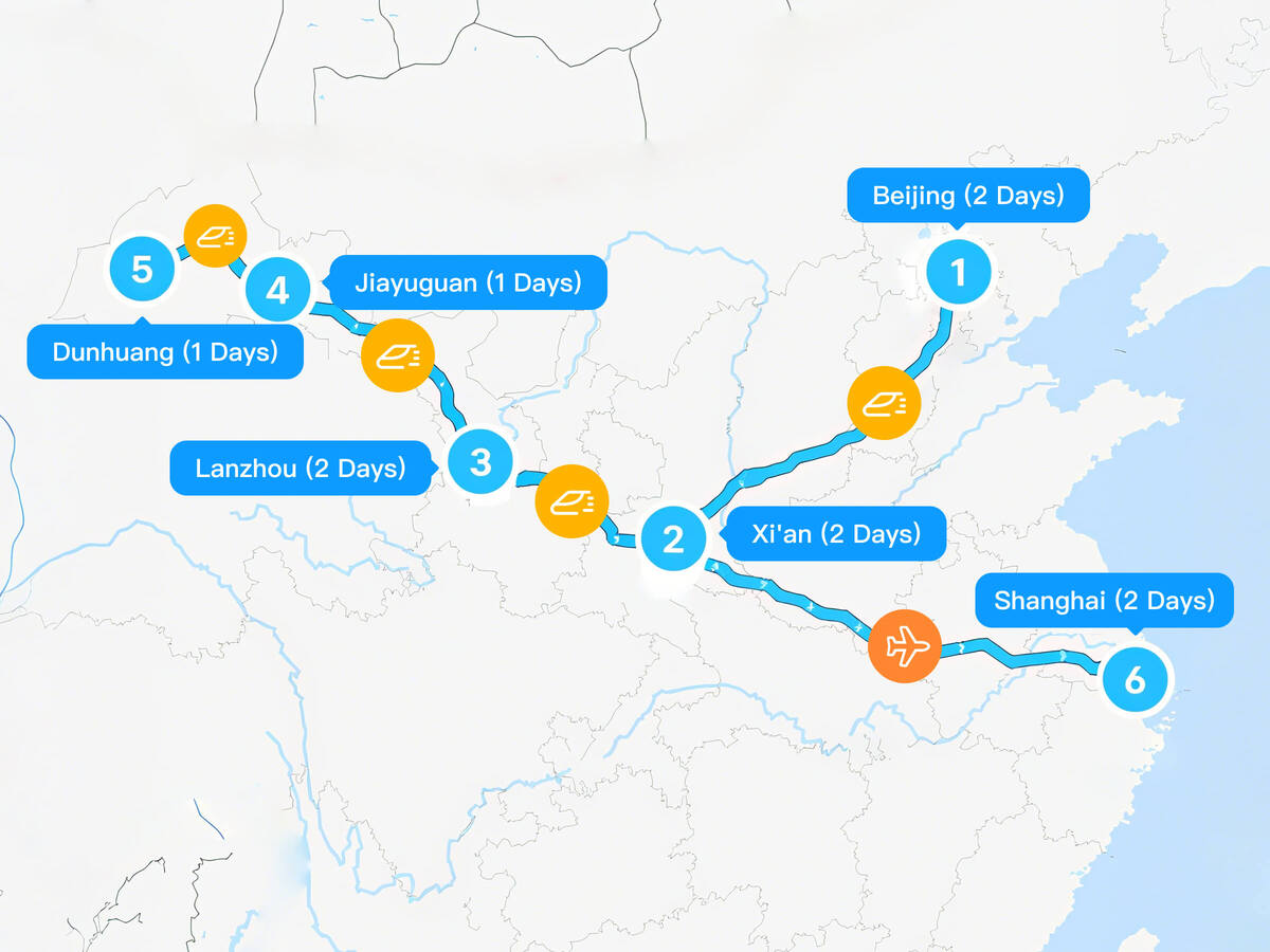 10-Day Beijing-Xi'an-Lanzhou-Jiayuguan-Dunhuang-Shanghai Tour