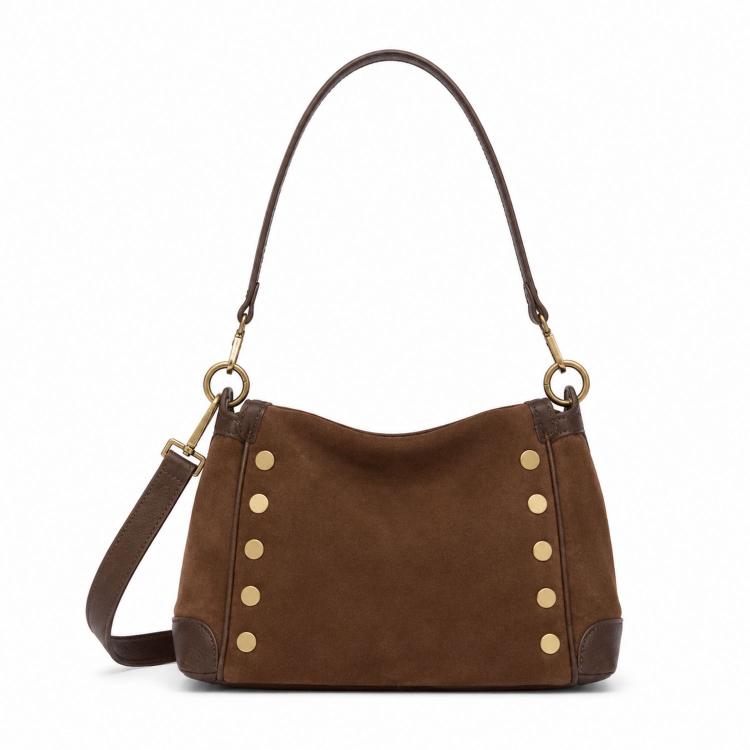 Bolso de Hombro Marrón con Tachuelas Doradas y Correa Ajustable