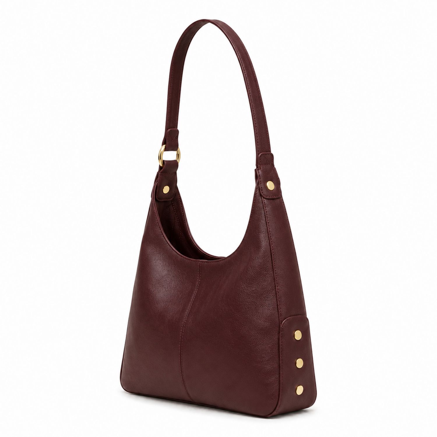 Bolso de Hombro Clásico Burdeos con Detalles Dorados