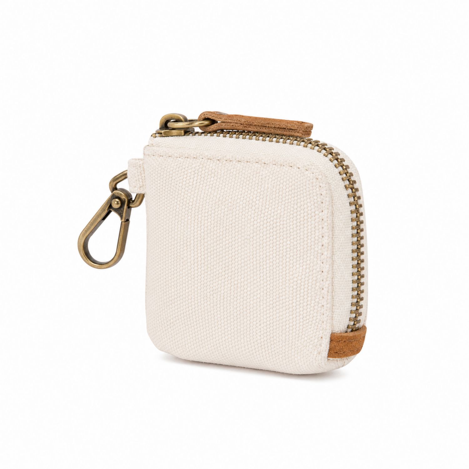 Monedero Compacto de Tela Beige con Cremallera
