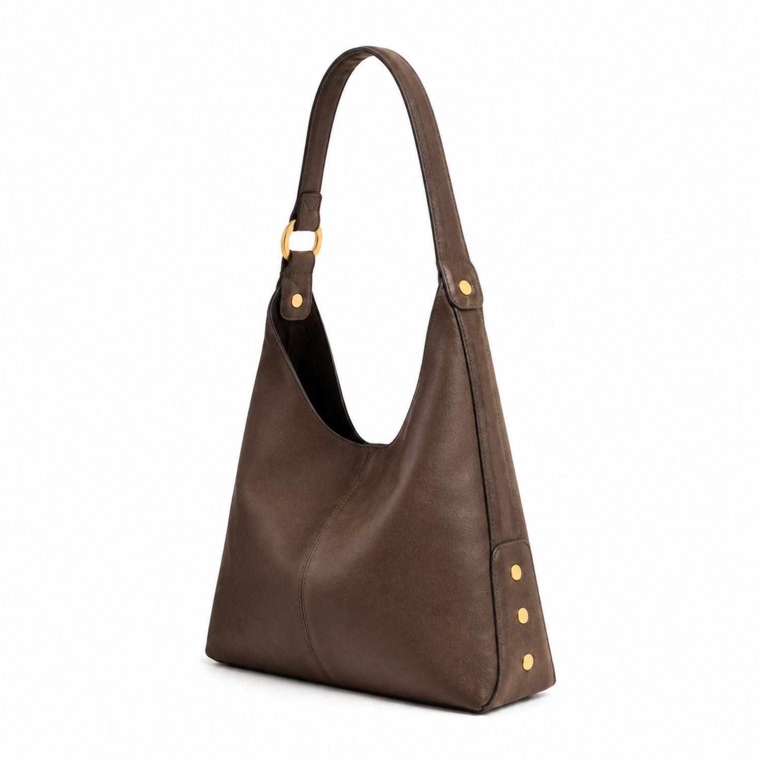 Bolso de Hombro Marrón con Remaches Decorativos
